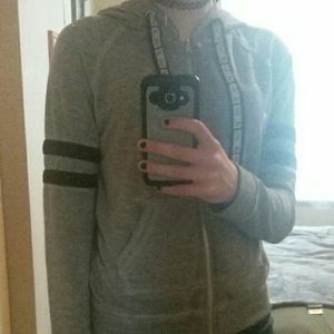 Distressed zip up hoodie